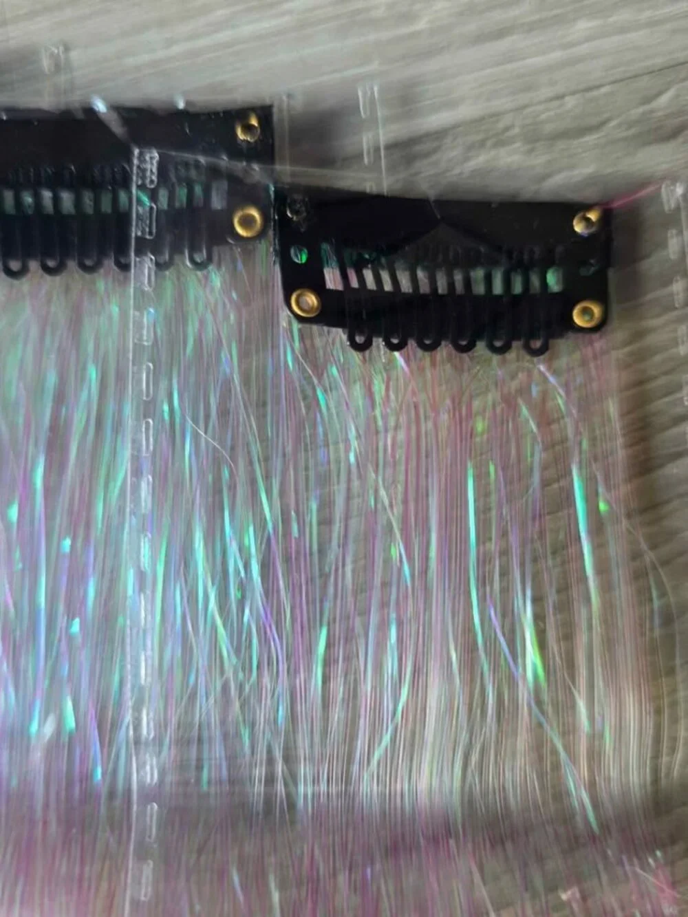 Iridescent Clip-In Hair Tinsel Extensions Set of 12